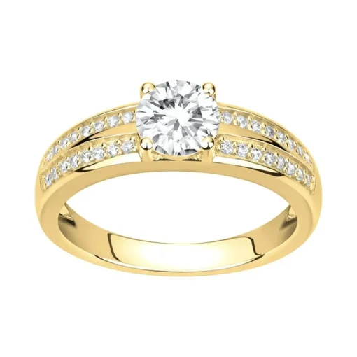 bague femme solitaire accompagné EDORA PLAQUE OR et oxydes