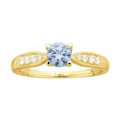 bague femme solitaire accompangé EDORA PLAQUE OR et spinelle bleue
