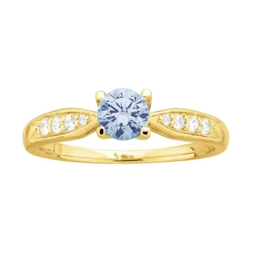 bague femme solitaire accompangé EDORA PLAQUE OR et spinelle bleue