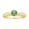 bague femme solitaire accompagné EDORA PLAQUE OR et spinelle verte