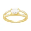 bague femme solitaire accompagné EDORA PLAQUE OR et oxydes