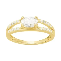 bague femme solitaire accompagné EDORA PLAQUE OR et oxydes