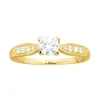 Bague Femme Solitaire Accompagné PLAQUE OR Jaune et Oxyde