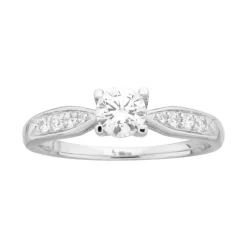 Bague Femme Solitaire Accompagné ARGENT 925/1000 et Oxydes