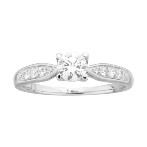 Bague Femme Solitaire Accompagné ARGENT 925/1000 et Oxydes