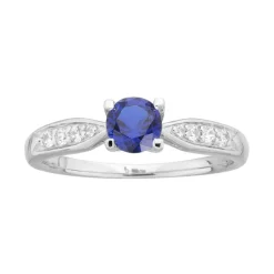 Bague Femme Solitaire Accompagné ARGENT 925/1000 et Spinelle bleue