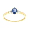 Bague Femme Solitaire Accompagné EDORA OR 750/1000 Jaune, Saphir et Diamants EDOK02317