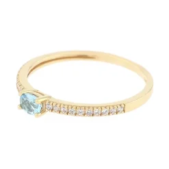 Bague Femme solitaire accompagné OR 375/1000 jaune et topaze