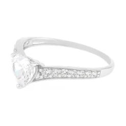Bague Femme Solitaire Accompagné OR 375/1000 Blanc et Oxydes