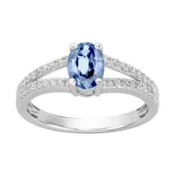 Bague Femme Solitaire ARGENT 925/1000 et Spinelle Bleue