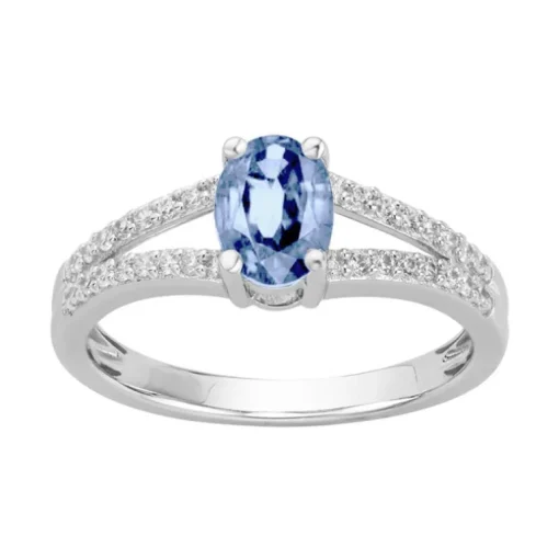 Bague Femme Solitaire ARGENT 925/1000 et Spinelle Bleue