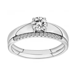 Bague Femme Solitaire ARGENT 925/1000 et Oxydes