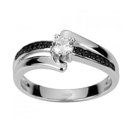 Bague Femme Solitaire ARGENT 925/1000 et Oxydes