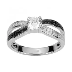 Bague Femme Solitaire ARGENT 925/1000 et Oxydes