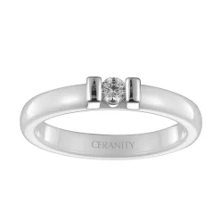 Bague Femme Solitaire ARGENT 925/1000, Céramique et Oxyde