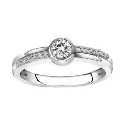 Bague femme solitaire demi rail EDORA ARGENT 925/1000 et Oxydes