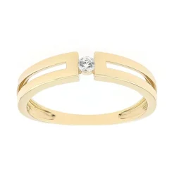 bague femme solitaire EDORA or 375/1000 jaune et oxyde