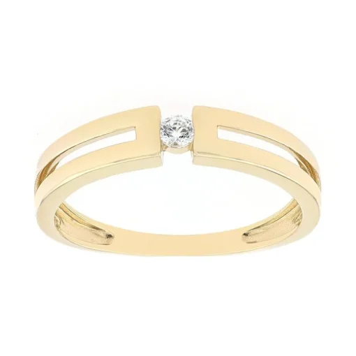 bague femme solitaire EDORA or 375/1000 jaune et oxyde
