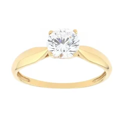 bague femme solitaire EDORA OR 375/1000 jaune et oxyde