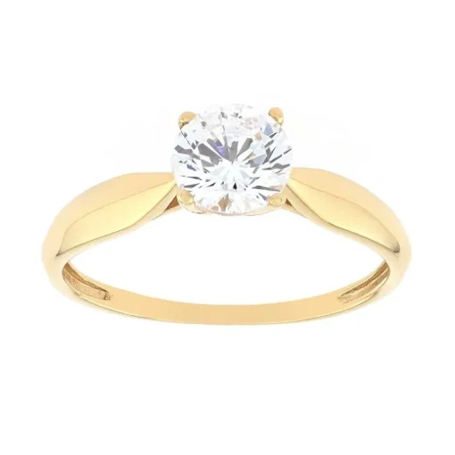 bague femme solitaire EDORA OR 375/1000 jaune et oxyde