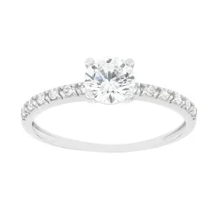 bague femme solitaire EDORA OR 375/1000 blanc et oxyde