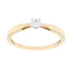 Bague Femme solitaire EDORA OR 750/1000 Jaune et Diamant