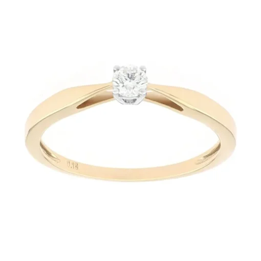 Bague Femme solitaire EDORA OR 750/1000 Jaune et Diamant