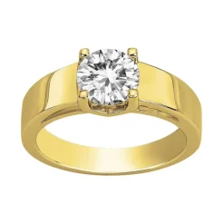 bague femme solitaire EDORA PLAQUE OR et oxyde