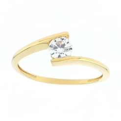 Bague Femme Solitaire EDORA OR 375/1000 Jaune et Oxyde