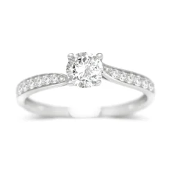 Bague Femme Solitaire EDORA OR 375/1000 Blanc et Oxyde