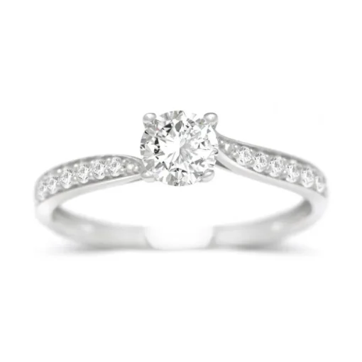 Bague Femme Solitaire EDORA OR 375/1000 Blanc et Oxyde