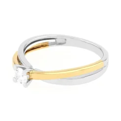 bague femme solitaire EDORA or 750/1000 bicolore et diamant