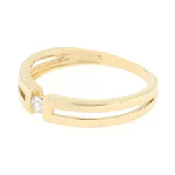 bague femme solitaire EDORA or 375/1000 jaune et oxyde