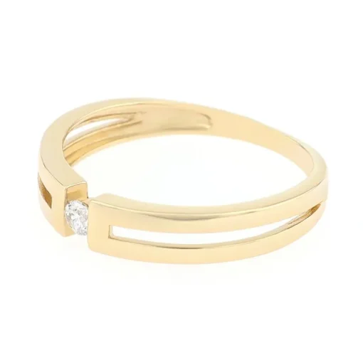 bague femme solitaire EDORA or 375/1000 jaune et oxyde