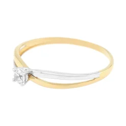 bague femme solitaire EDORA OR 375/1000 bicolore et oxyde