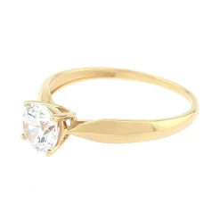 bague femme solitaire EDORA OR 375/1000 jaune et oxyde