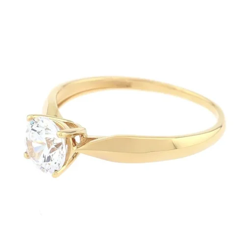 bague femme solitaire EDORA OR 375/1000 jaune et oxyde