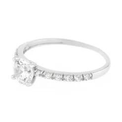 bague femme solitaire EDORA OR 375/1000 blanc et oxyde