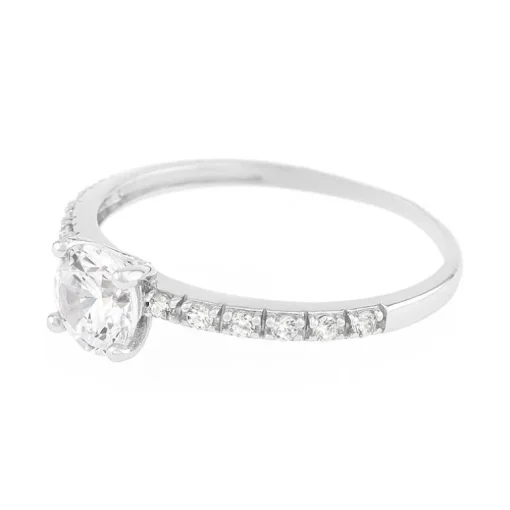 bague femme solitaire EDORA OR 375/1000 blanc et oxyde