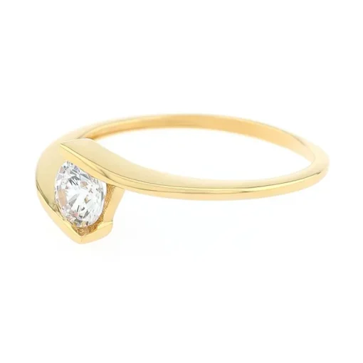 Bague Femme Solitaire EDORA OR 375/1000 Jaune et Oxyde
