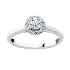 Bague Femme Solitaire Entouré Maya n°1 OR 750/1000 Blanc et Diamants 0,38 Carat CR86169DW