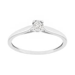 Bague Femme solitaire OR 375/1000 blanc et diamant pastillé