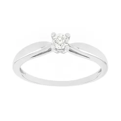 Bague Femme solitaire OR 375/1000 blanc et diamant