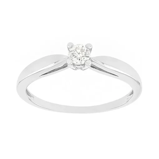 Bague Femme solitaire OR 375/1000 blanc et diamant