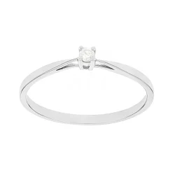 Bague Femme solitaire OR 375/1000 blanc et diamant