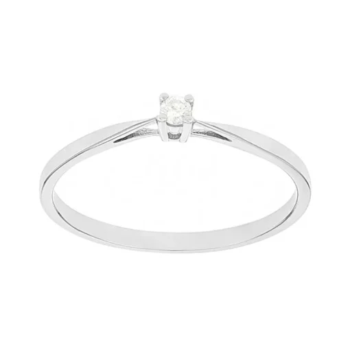 Bague Femme solitaire OR 375/1000 blanc et diamant