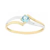 Bague femme solitaire OR 375/1000 bicolore et topaze
