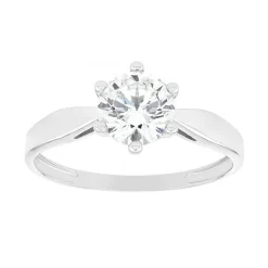 Bague Femme Solitaire OR 375/1000 Blanc et Oxyde
