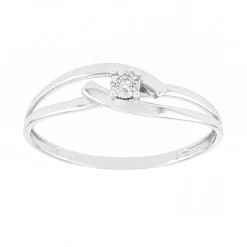 Bague Femme Solitaire OR 375/1000 Blanc et Diamant