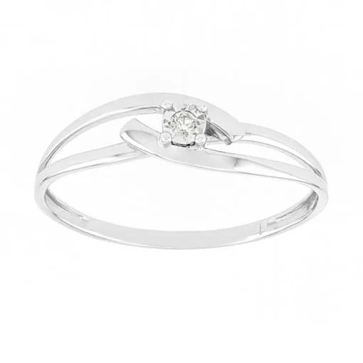 Bague Femme Solitaire OR 375/1000 Blanc et Diamant